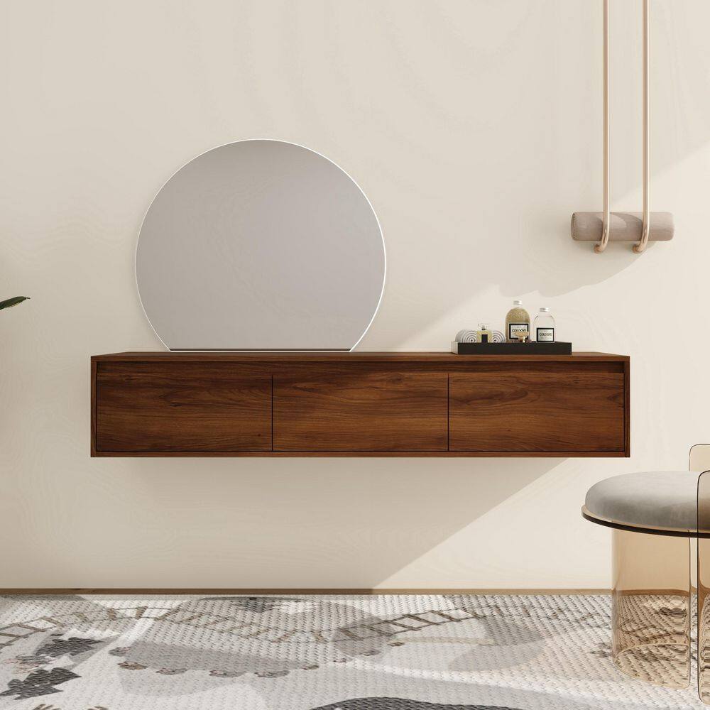 58.69 in. W x 17.94 in. D x 11 in. H Bathroom Storage Wall Cabinet in Brown Ebony price history on PriceWatchPro