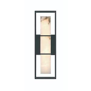Blakley 5 in. 1-Light Black Integrated LED Wall Sconce with White Alabaster Shade