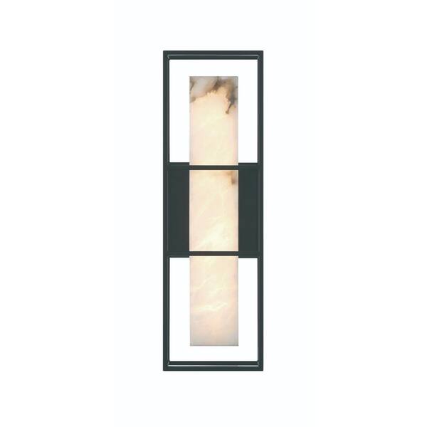 Eurofase Blakley 5 in. 1-Light Black Integrated LED Wall Sconce with White Alabaster Shade