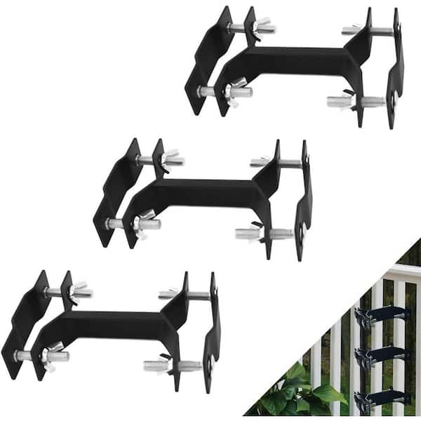 Universal Deck Umbrella Torch Mount Holder Clamp Black 3 Pack Attaches to Railing Maximizing Patio Space