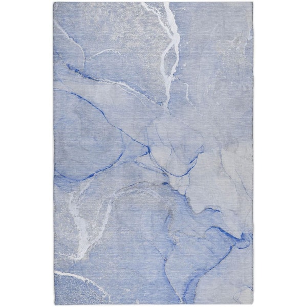 Dream Shag Premium Machine Washable Abstract ADS510 Blue 5 ft. x 7 ft. 6 in. Area Rug