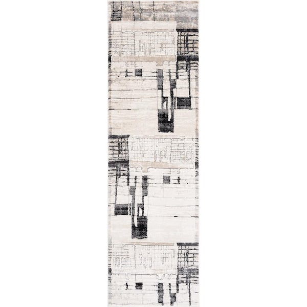 Tayse Rugs Alpha Beige 2 ft. x 8 ft. Abstract Indoor Area Rug