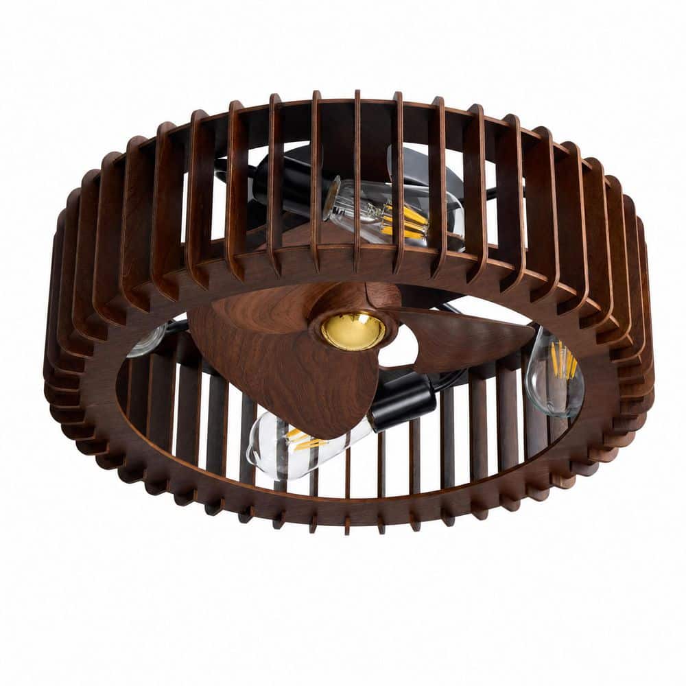 20 in. Modern Cage Ceiling Fan with Light, Wood Blade Flush Mount Fan for Bedroom, Living Room and Small Spaces price history on PriceWatchPro