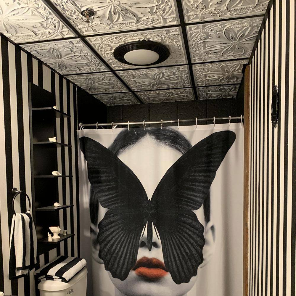 Milan 2' x 2' Old Black White PVC Ceiling Tile Set