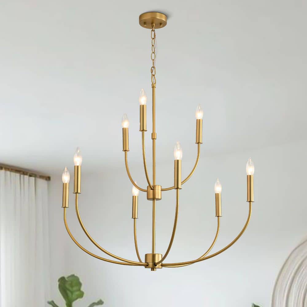 9 Light Brushed Gold Industrial Candle Farmhouse Chandelier Rustic Pendant Light Fixture Modern Vintage Ceiling Light price history on PriceWatchPro