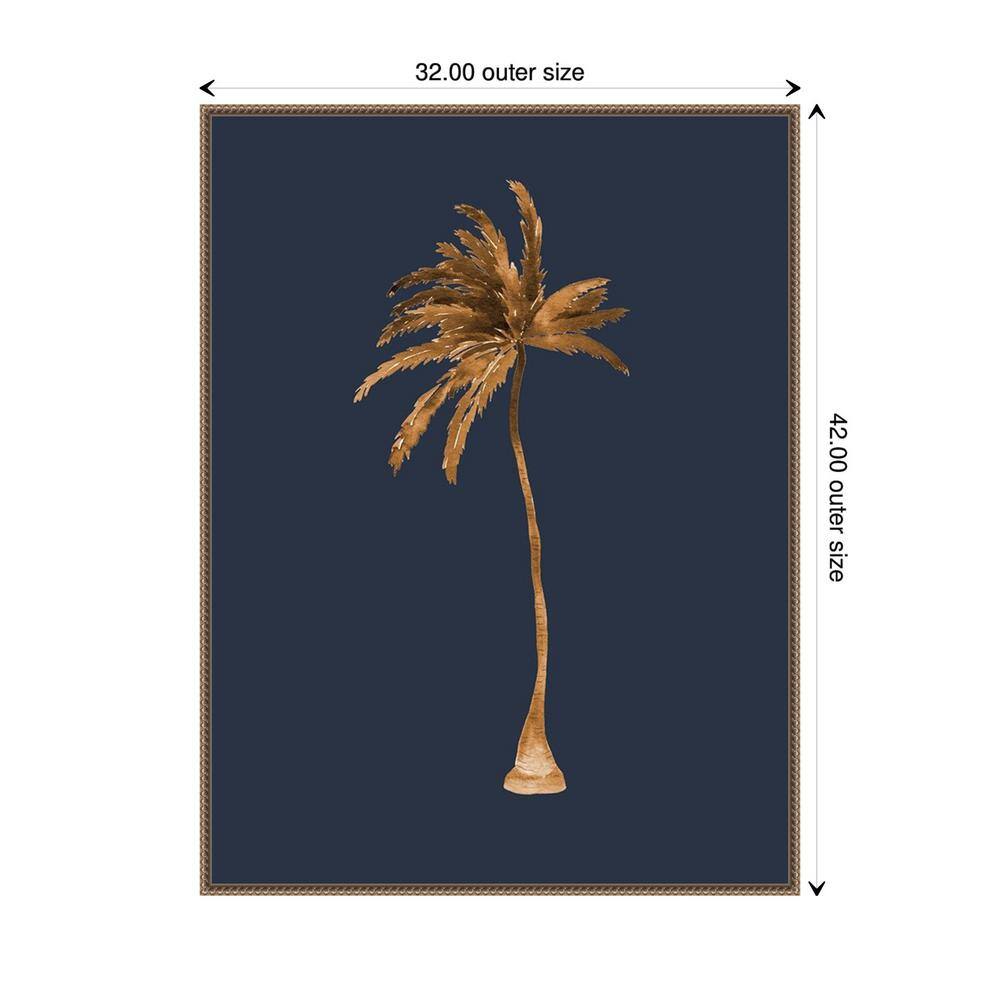 Golden Palm Beaded Bronze Framed Canvas Wall Art, 32" x 42"
