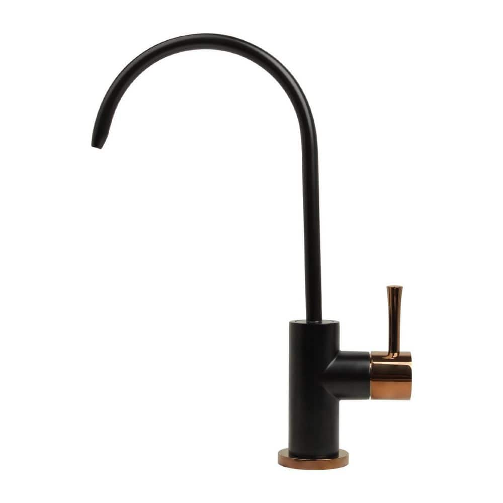 Single Handle Beverage Faucet with Gooseneck in Black and Rose Gold Finish
