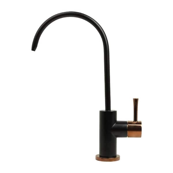 Akicon Single Handle Beverage Faucet with Gooseneck in Black and Rose Gold Finish