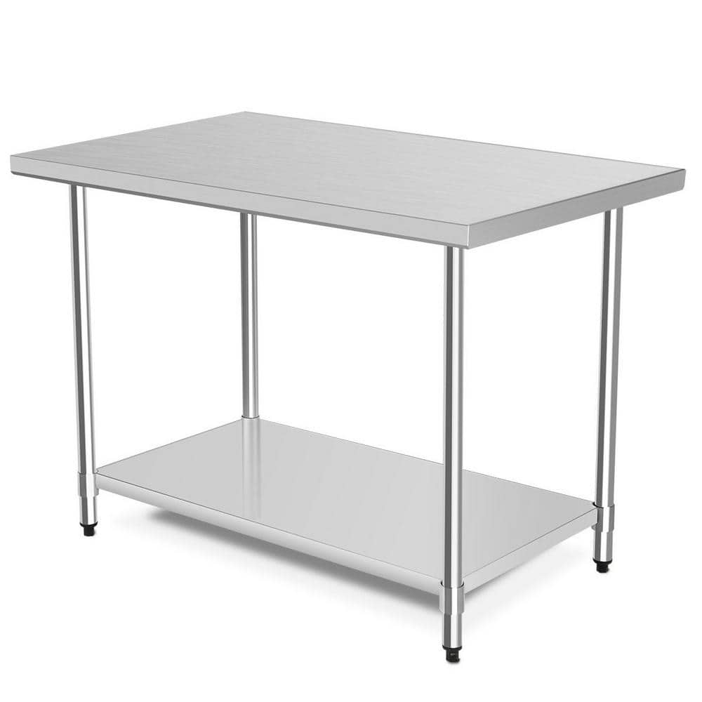 48 in. Silver Stainless Steel Kitchen Prep Table Kitchen Utility Table with