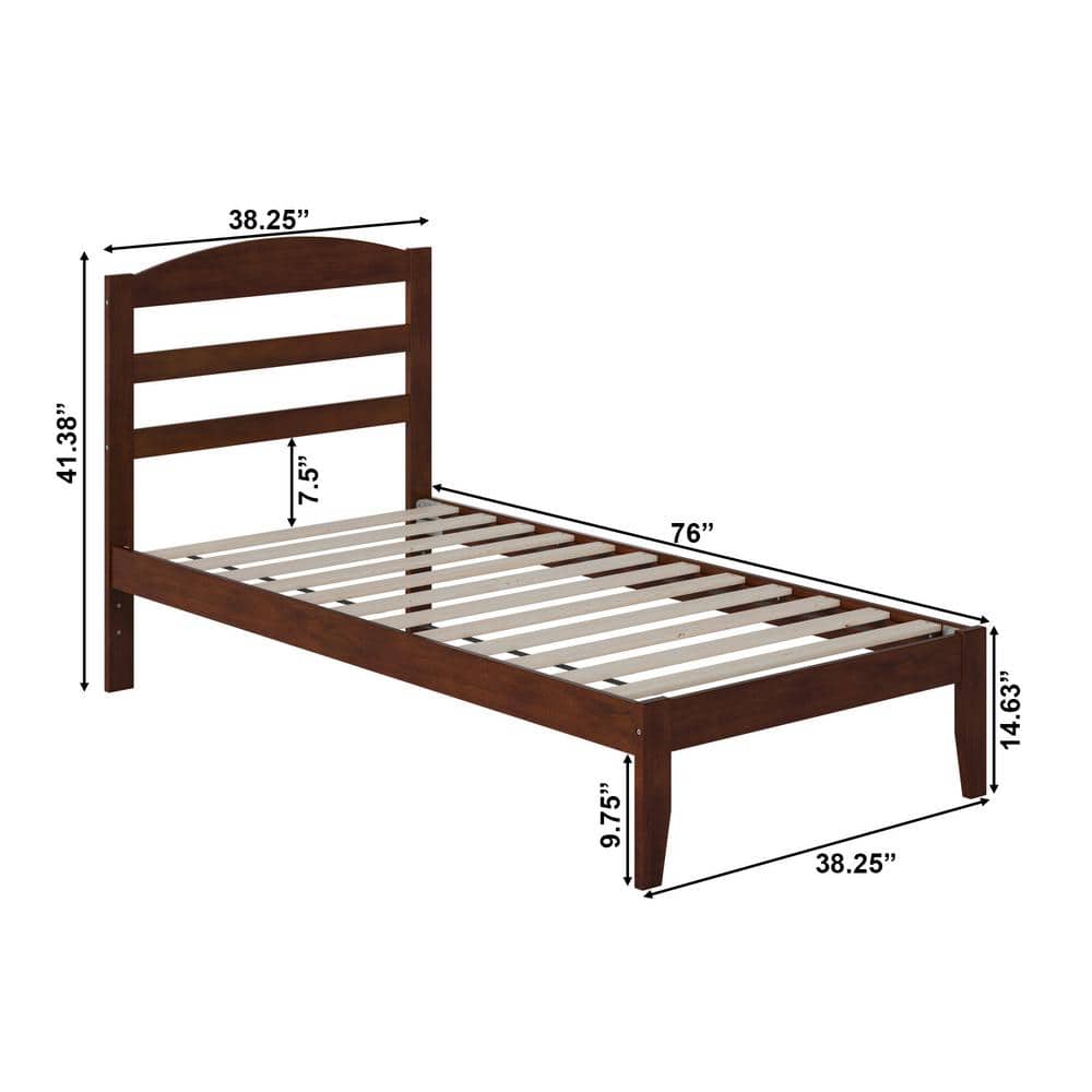 Mission-Style Twin Platform Bed with Walnut Finish
