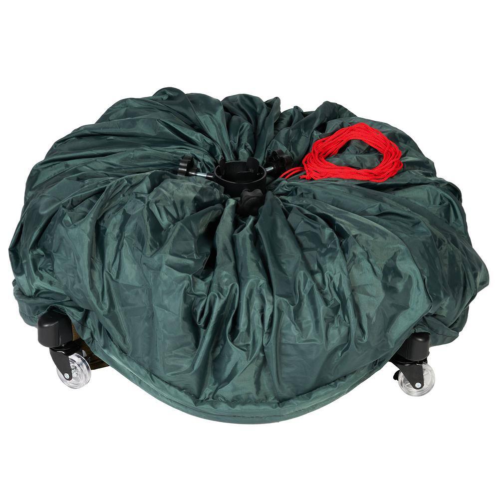 Green Polyester Upright Christmas Tree Storage Bag with Rolling Stand