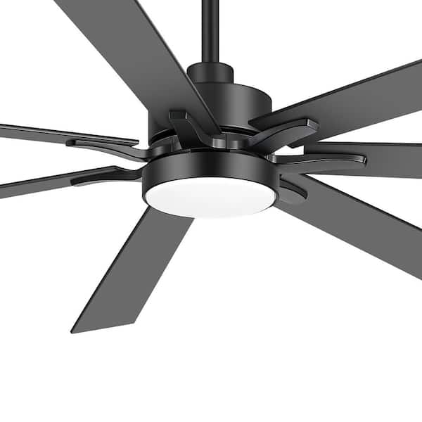 Perry 72 in.Black Industrial Windmill Ceiling Fan with Integrated LED, Downrod, 7 Black/Brown Blades and Remote Included