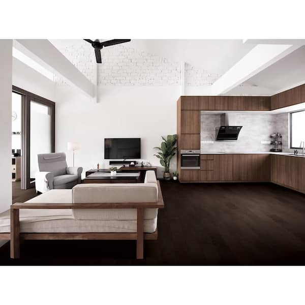 Pergo Defense+ Black Raven Oak 3/8 in. T x 7.5 in. W Click Lock Wire Brushed Engineered Hardwood Flooring (24.54 sq. ft./Case)