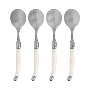 French Home, Set of 4, Laguiole Stainless-Steel Soup Spoon Set with Faux Ivory Handles