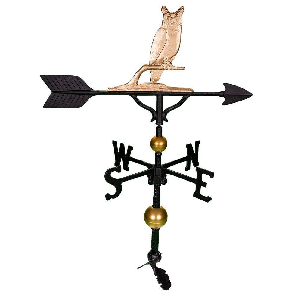 32-Inch Black and Gold Cast Aluminum Owl Weathervane