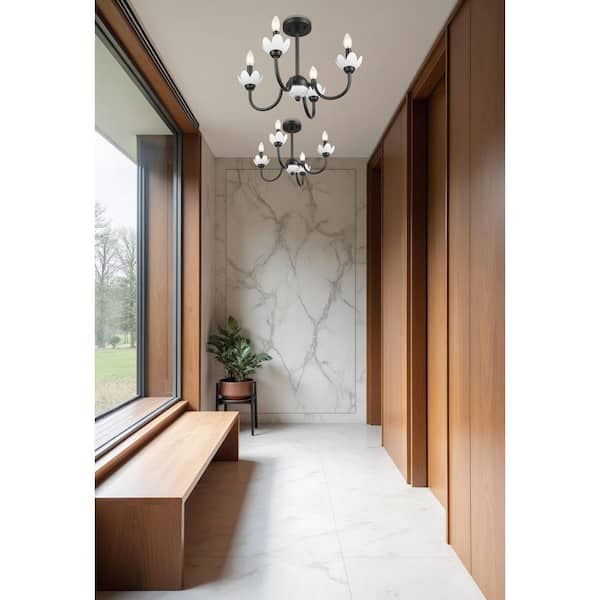 Allistair 20 in. 4-Light Matte Black Semi Flush Mount with No Bulbs Included (1-Pack)