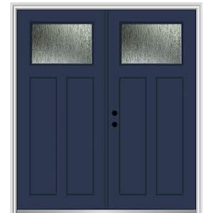 64 in. x 80 in. Right-Hand/Inswing Rain Glass Naval Fiberglass Prehung Front Door on 4-9/16 in. Frame