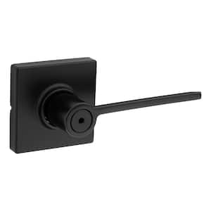 Latitude Matte Black Bed/Bath Locking Privacy Interior Door Handle Lever  with Collins Trim Rated AAA