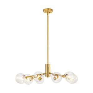 Signorelli 12-Light Brass Sputnik Branch Atomic Bubble Chandelier with Clear Glass Globe Bubble for Living/Dining Room