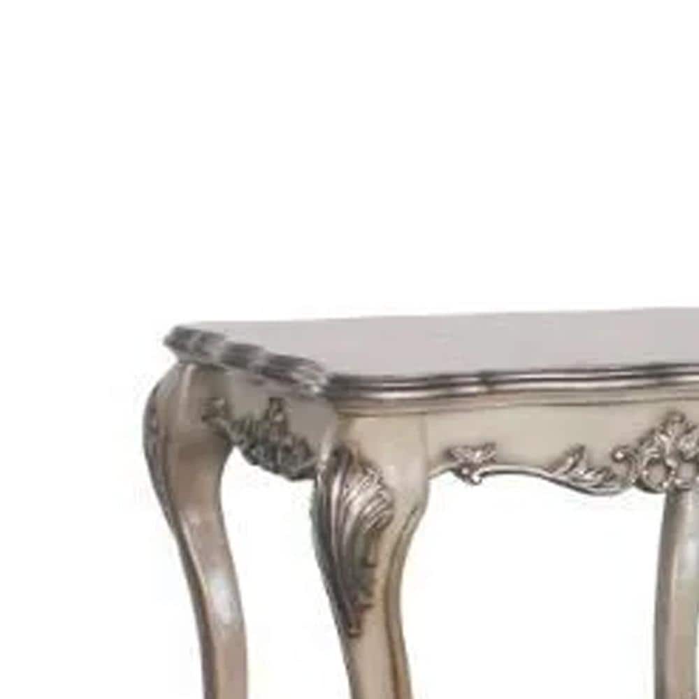 Dresden Vintage Bone White Square Wooden End Table with Claw Feet