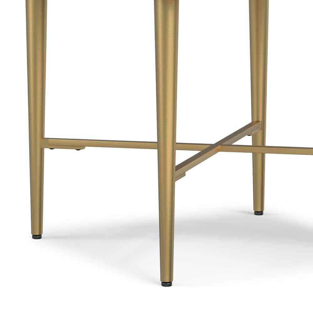 Natural Mango Wood and Gold Metal Square End Table with Storage