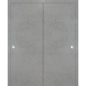 Planum 0010 36 in. x 80 in. Flush Concrete Finished Wood Sliding Door with Closet Bypass Hardware