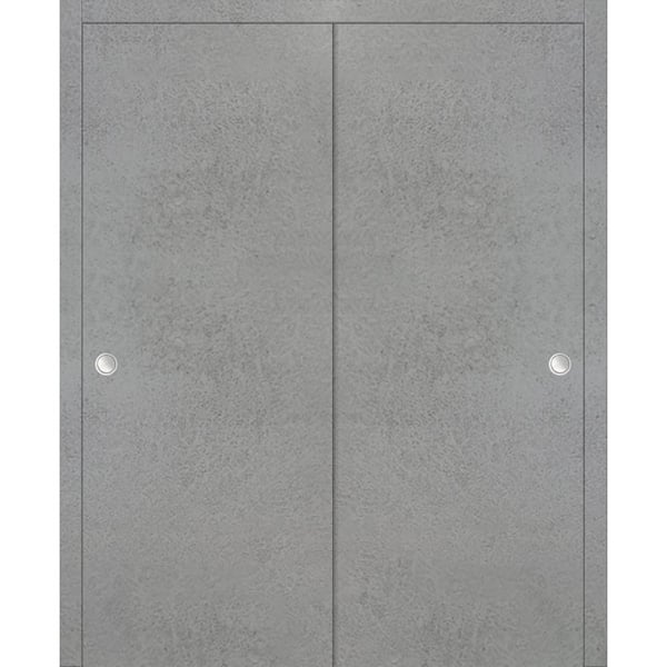 Planum 0010 36 in. x 84 in. Flush Concrete Finished Wood Sliding Door with Closet Bypass Hardware