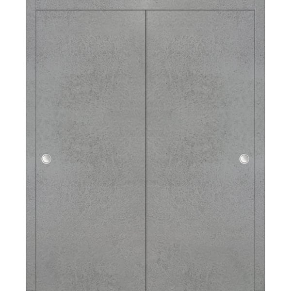 Sartodoors Planum 0010 48 in. x 80 in. Flush Concrete Finished Wood Sliding Door with Closet Bypass Hardware