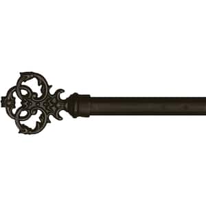 6 ft. Fixed Length 1 in. Dia. Metal Drapery Single Curtain Rod Set in Black with New Orleans Finial