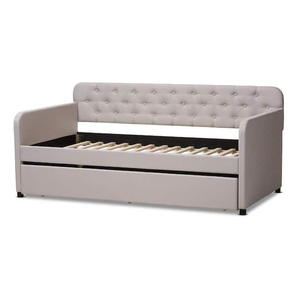 Baxton Studio Camelia Beige Twin Daybed with Trundle 150 9015 HD