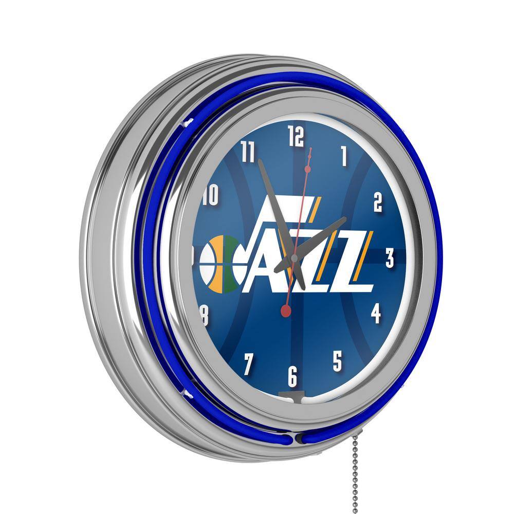 Utah Jazz Blue Fade Lighted Analog Neon Clock NBA8UJ2HD The Home Depot