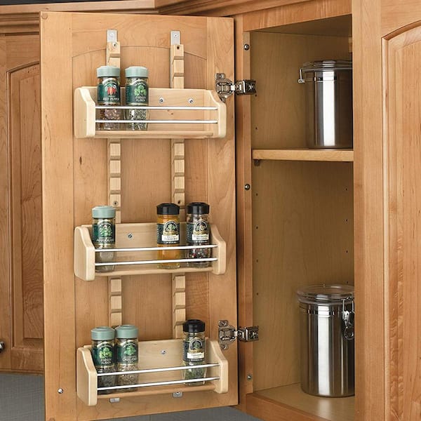 Small Adjustable 3-Shelf Cabinet Door Mount Spice Rack