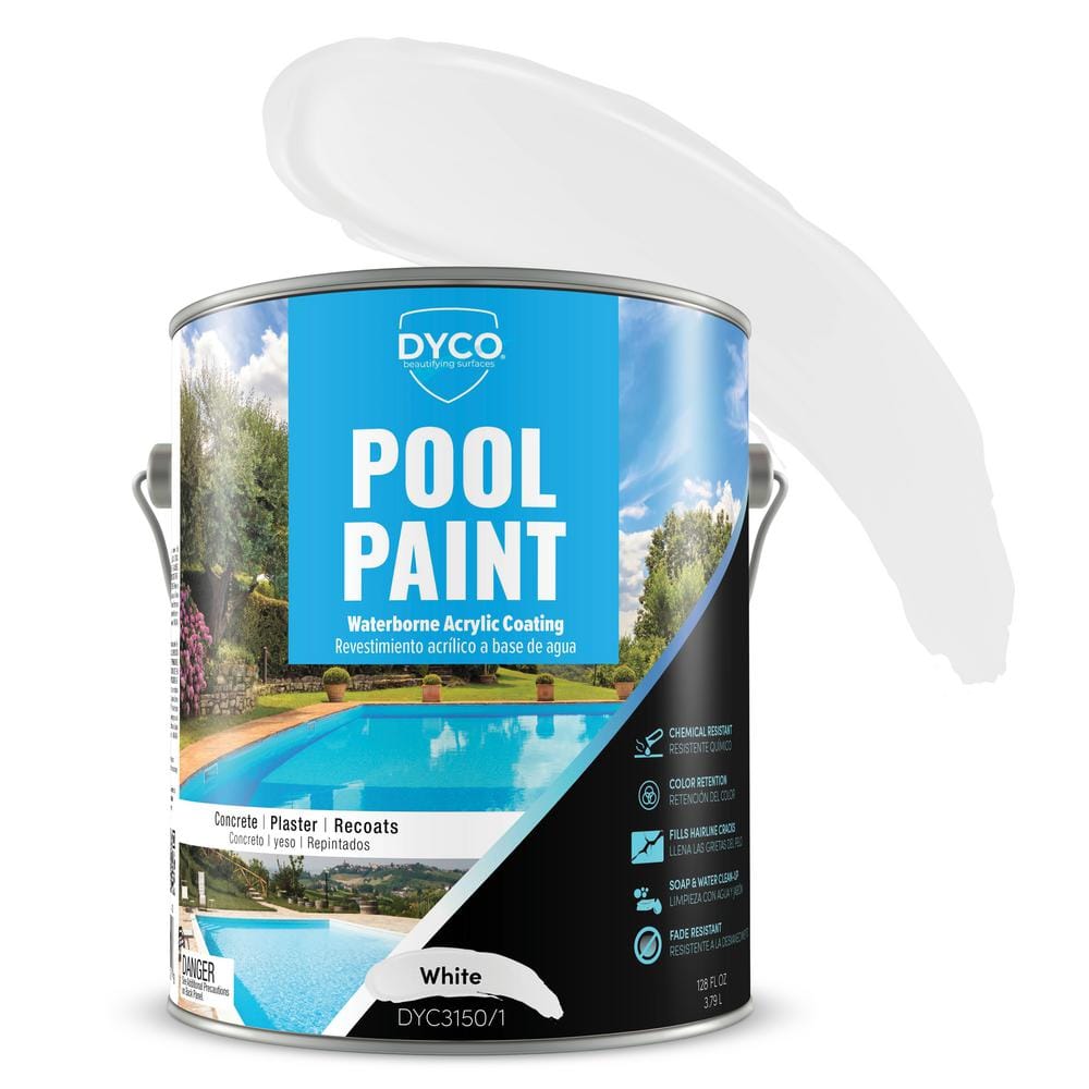 Dyco Paints Pool Paint 1 Gal. 3150 White Semi-Gloss Acrylic Exterior Paint  DYC3150/1 - The Home Depot