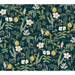 Herb Garden Navy Botanical Premium Peel and Stick Wallpaper