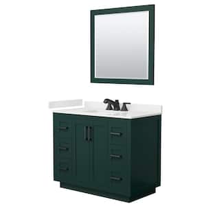 Miranda 42 in. W x 22 in. D x 33.75 in. H Single Bath Vanity in Green with White Quart Top and 34 in. Mirror