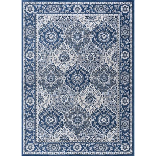 Madison Oriental Navy 9 ft. x 13 ft. Indoor Area Rug