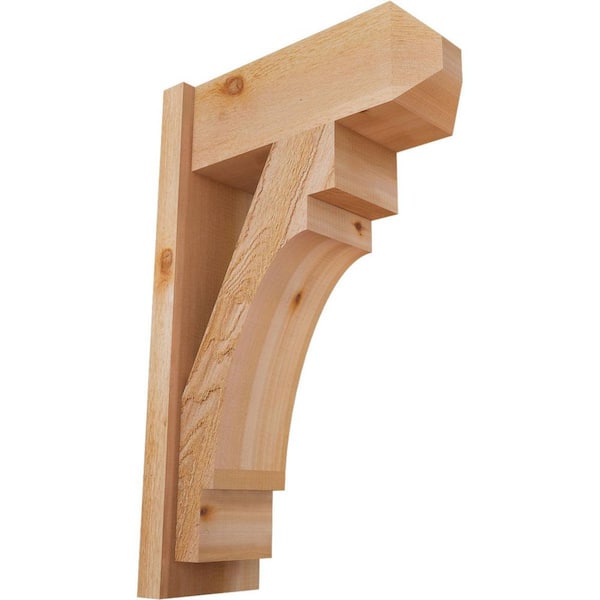 Ekena Millwork 8 in. x 32 in. x 20 in. Western Red Cedar Merced Craftsman Rough Sawn Outlooker