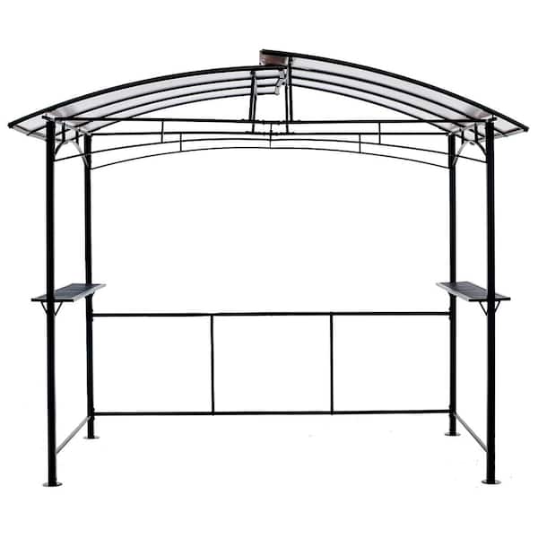 Unbranded 5 ft. x 5 ft. Outdoor Patio Grill Gazebo Canopy, BBQ Shelter with Steel Hardtop and Side Shelves