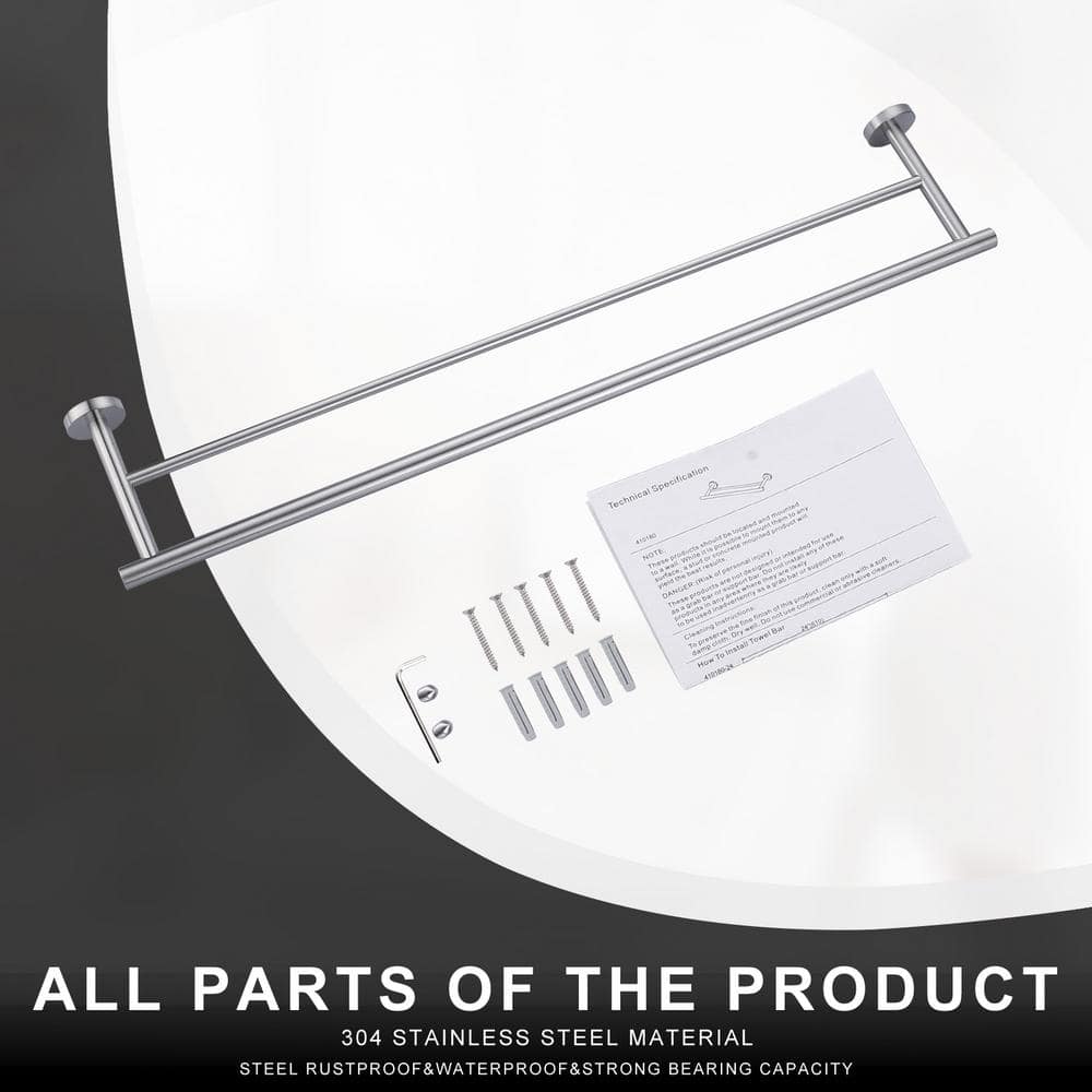Brushed Nickel 32-Inch Double Wall Mounted Towel Bar