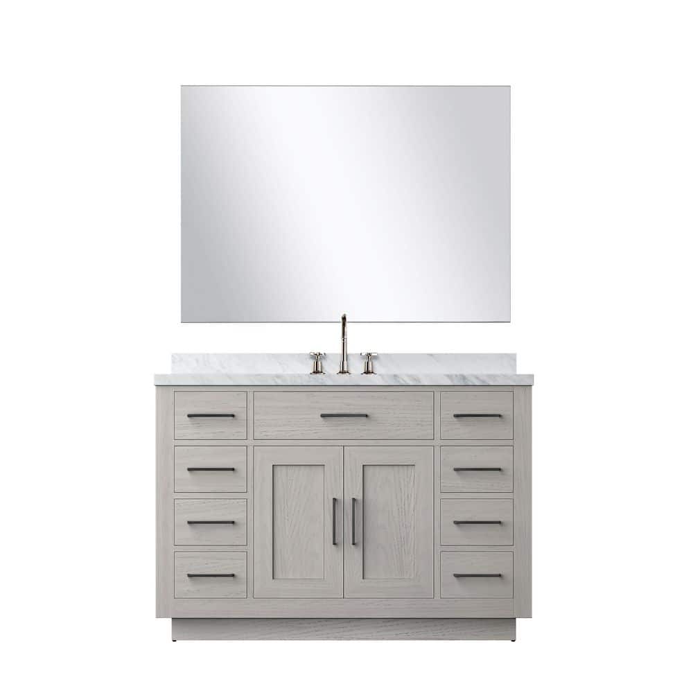 Condor 48 in. W x 22 in. D White Oak Single Bath Vanity with Carrara Marble Top, 43 in. Mirror and Faucet Set price history on PriceWatchPro