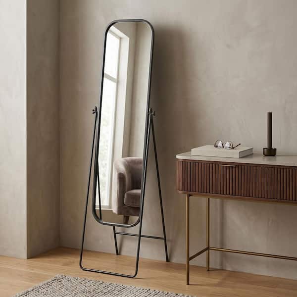 Black 21 in. x 69 in. Modern Rectangular Metal Full Length Mirror
