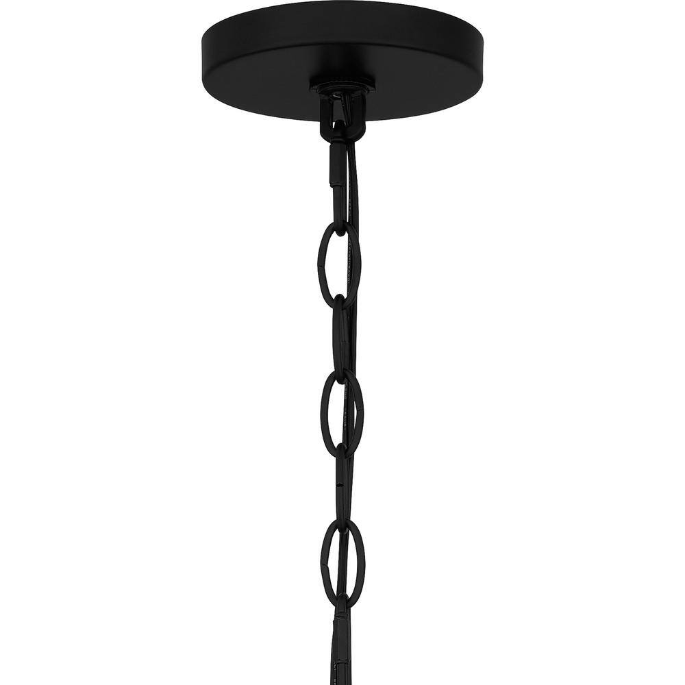 Matte Black 9-Light Chandelier with Opal Glass Shades