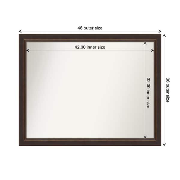 Amanti Art Lara Bronze 46.5 in. x 36.5 in. Custom Non-Beveled Wood FramedBathroom Vanity Wall Mirror