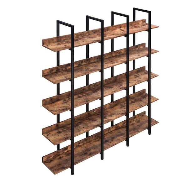 Tatahance Industrial Style 70.9 in. Wide Brown Finish 5 Shelf Open 