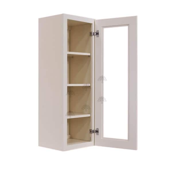 LIFEART CABINETRY Princeton Assembled 21 in. x 42 in. x 12 in. Wall Mullion Door Cabinet with 1-Door 3-Shelves in Off-White