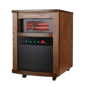 1500-Watt 4-Element Compact Quartz Infrared Electric Heater, Red Mahogany, Remote Control, Timer, ECO Efficiency Setting