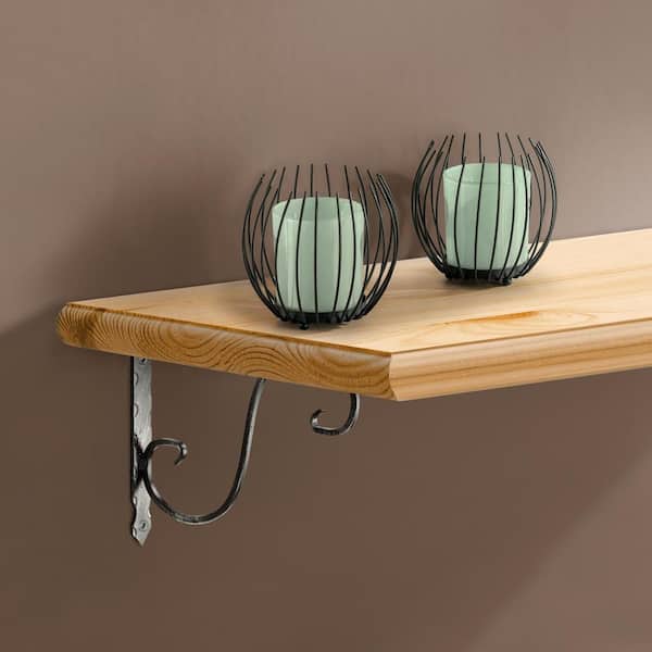 ORNAMENT 7.9 in. Wrought Iron Painted Steel Shelf Bracket Set of 2