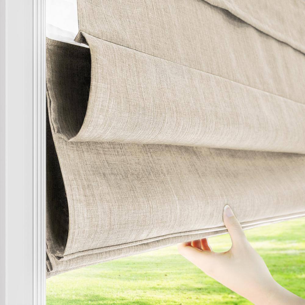 34"x64" Belgian Flax Cordless Fabric Roman Shade