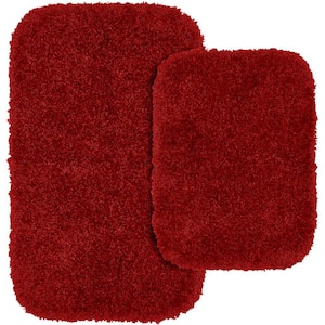 Serendipity Chili Pepper Red 21 in. x 34 in. Washable Bathroom 2-Piece Rug Set