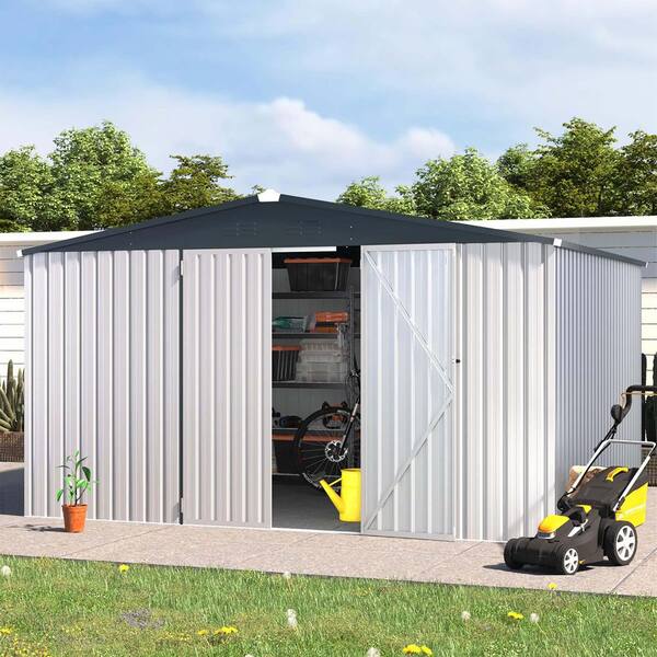 Zeus & Ruta 12 ft. W x 10 ft. D Metal Storage Shed with 2 Doors